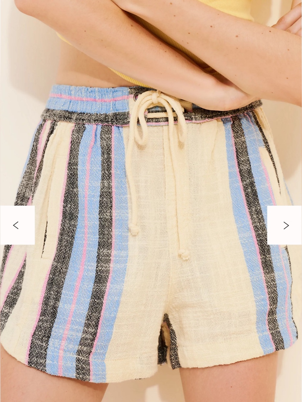 Free People Kalli Board Shorts Cream Stripe with Blue & Pink size Large